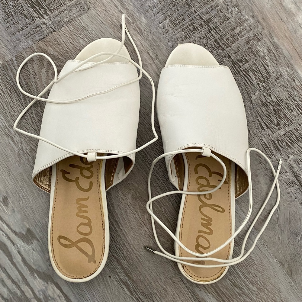 Same Edelman White leather lace up Sandals